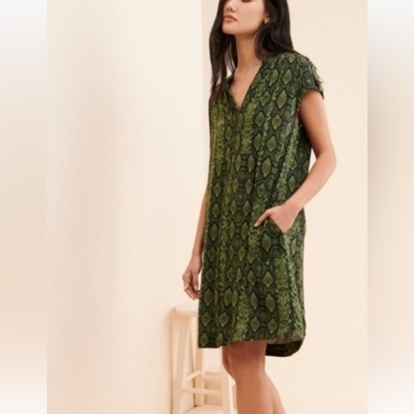 Green and black python print dress by Anthropologie - Picture 8 of 9